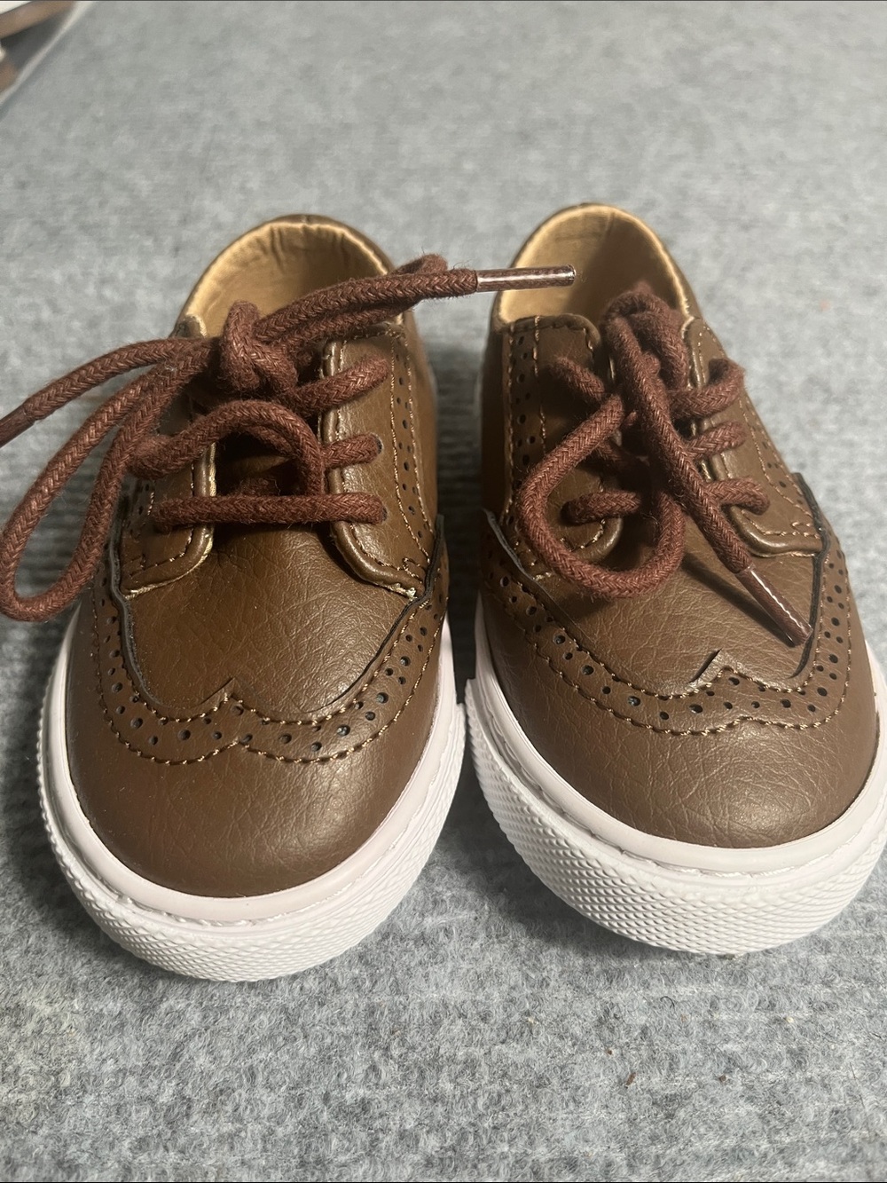 Janie and Jack Brown Brogue-Style Kids Lace-Up Shoes